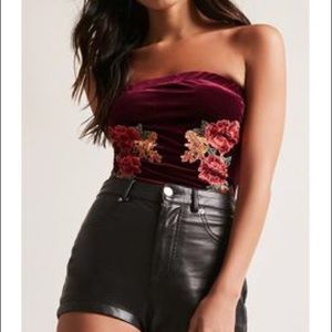 Velvet Embroidered Bodysuit